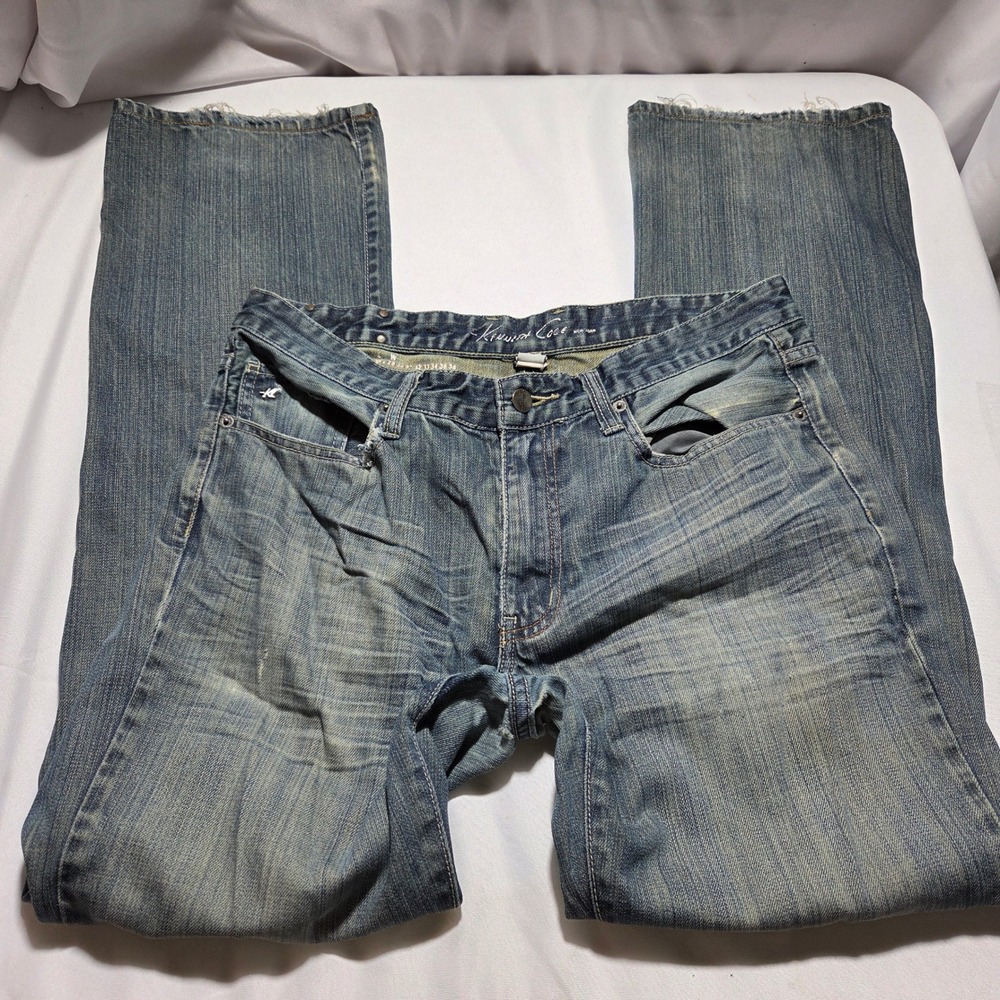 Kenneth Cole New York Mens Straight Leg Jeans Blue Medium Wash 32x32 Cotton